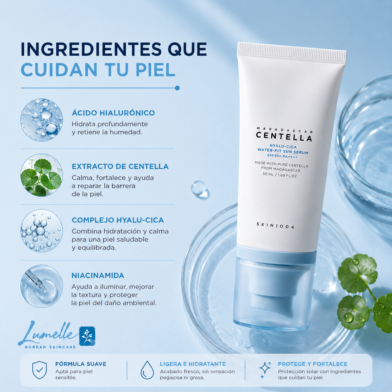 SKIN1004 Hyalu-Cica Water-Fit Sun Serum SPF50+ PA++++